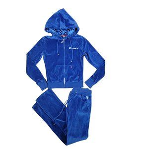 Luxirie by Lrg royal blue velour y2k  90s tracksuit pants and hoodie size S.